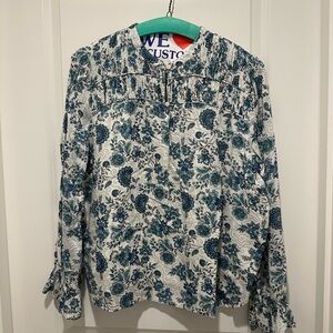 LOFT Blue and White Floral Blouse